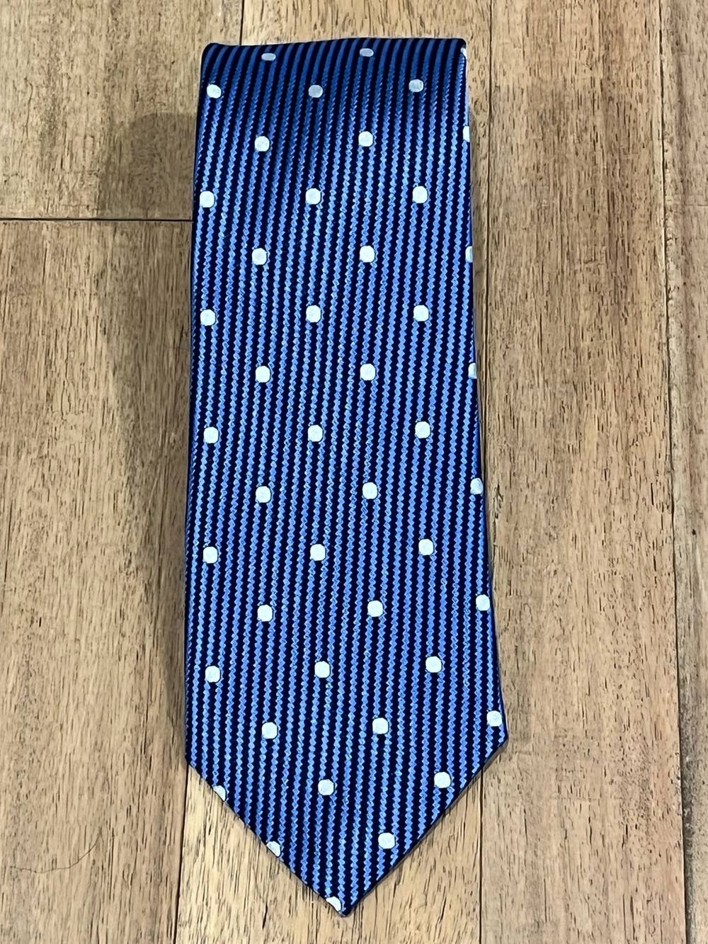 Vintage Eagle Shirtmakers Blue Polka Dot Silk Tie